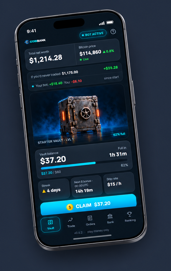 Coin Bank Game · ecranul Vault în Telegram